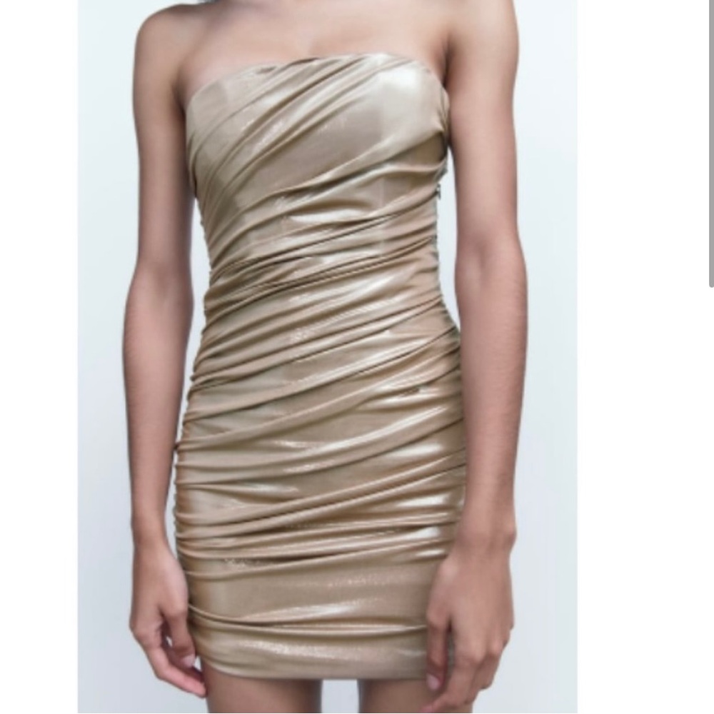 BRAND NEW with tags ZARA gold mini dress. Size small.